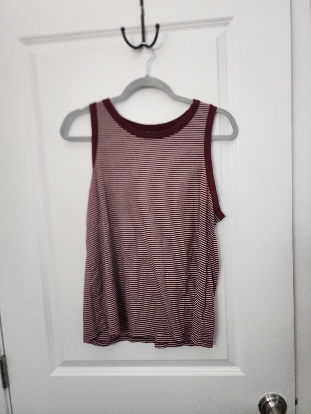 5/$30 Old Navy Burgundy and White Striped Tank